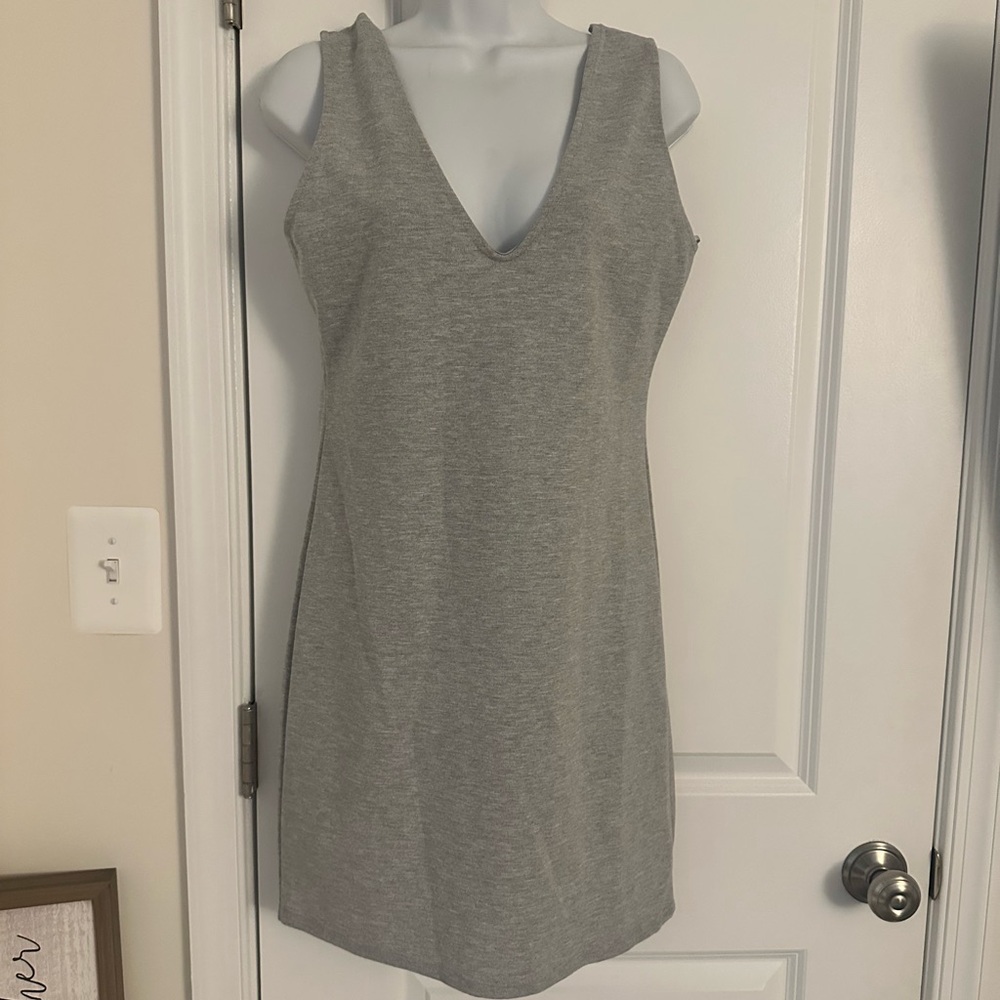 Gray Sleeveless V-Neck Dress